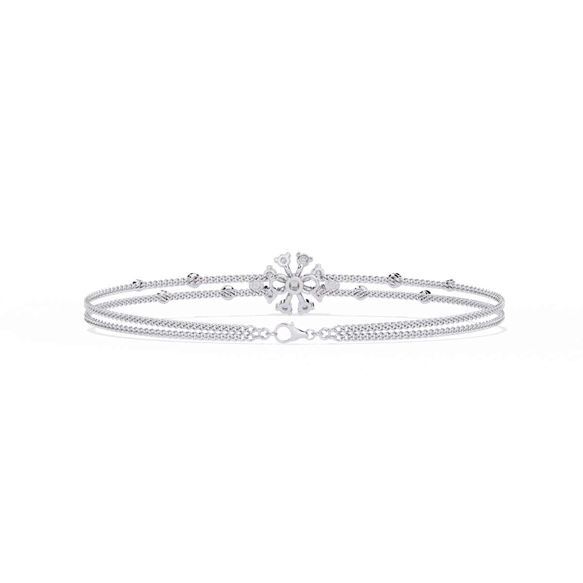 Reverra 14K Floral Charm Diamond Fashion Bracelet, CTTW-0.46