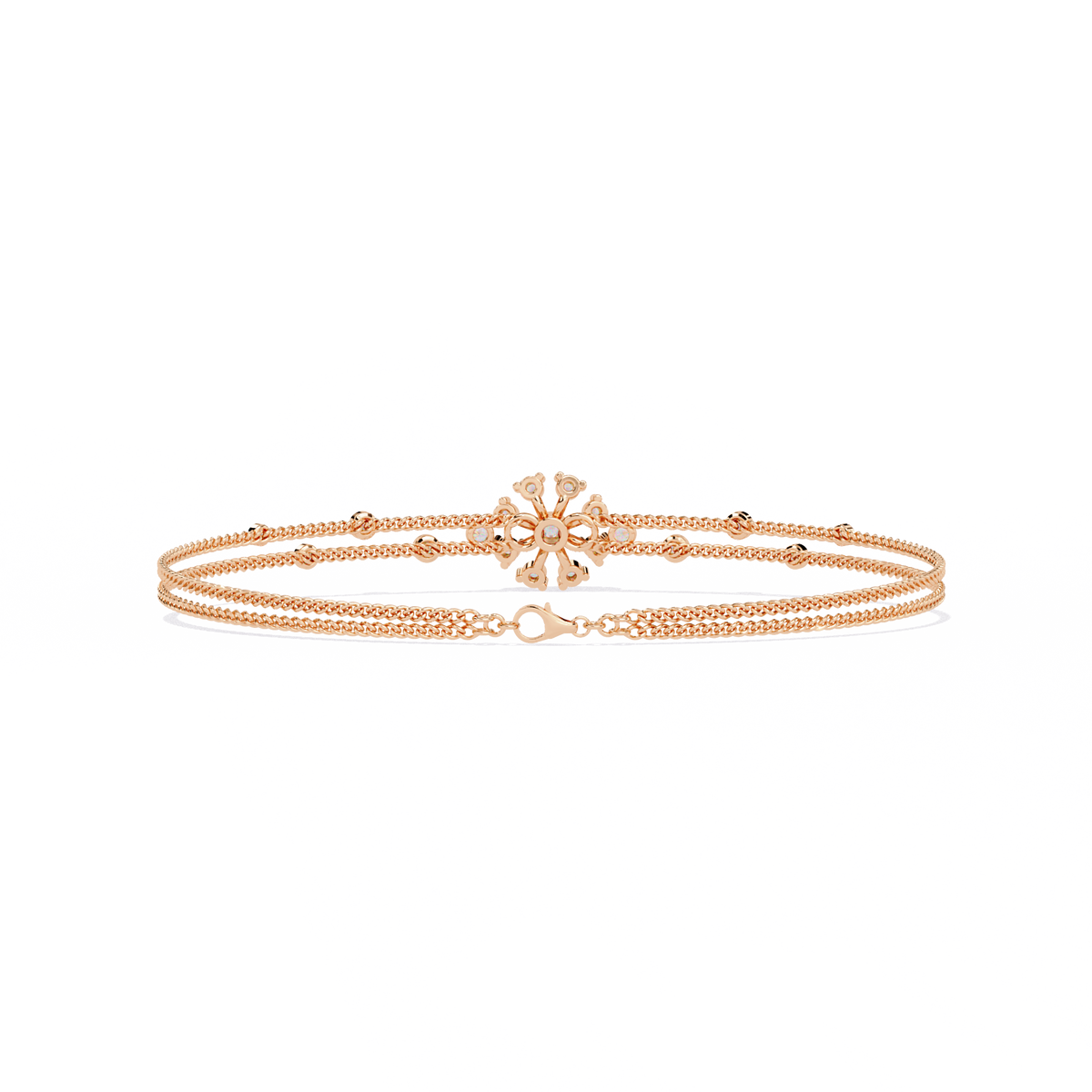 Reverra 14K Floral Charm Diamond Fashion Bracelet, CTTW-0.46