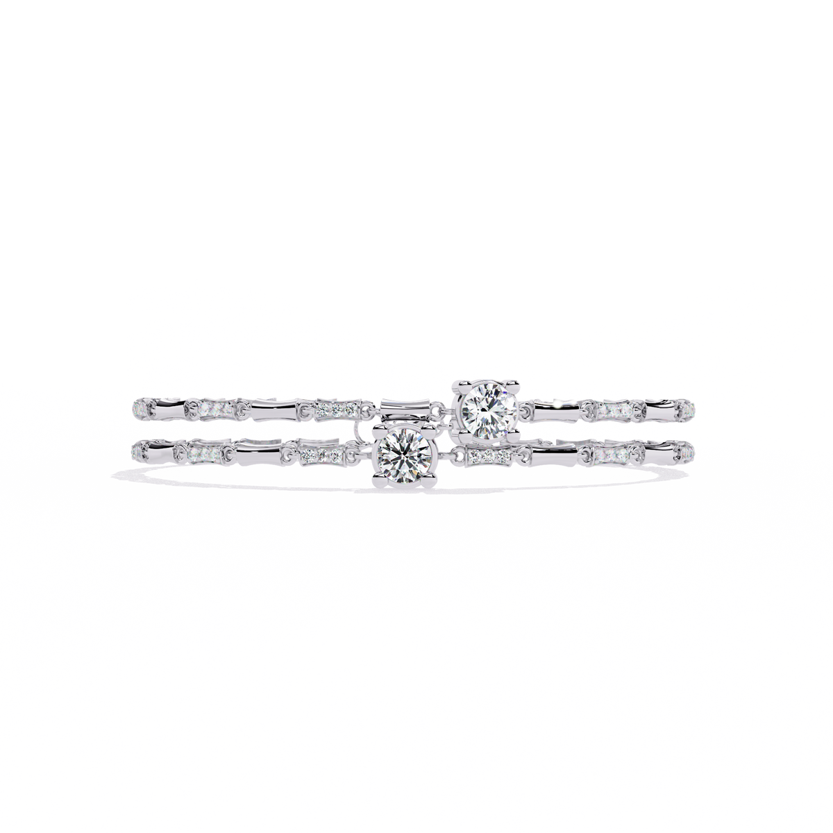 Reverra 14K Double Row Solitaire Diamond Bracelet, CTTW-2.21