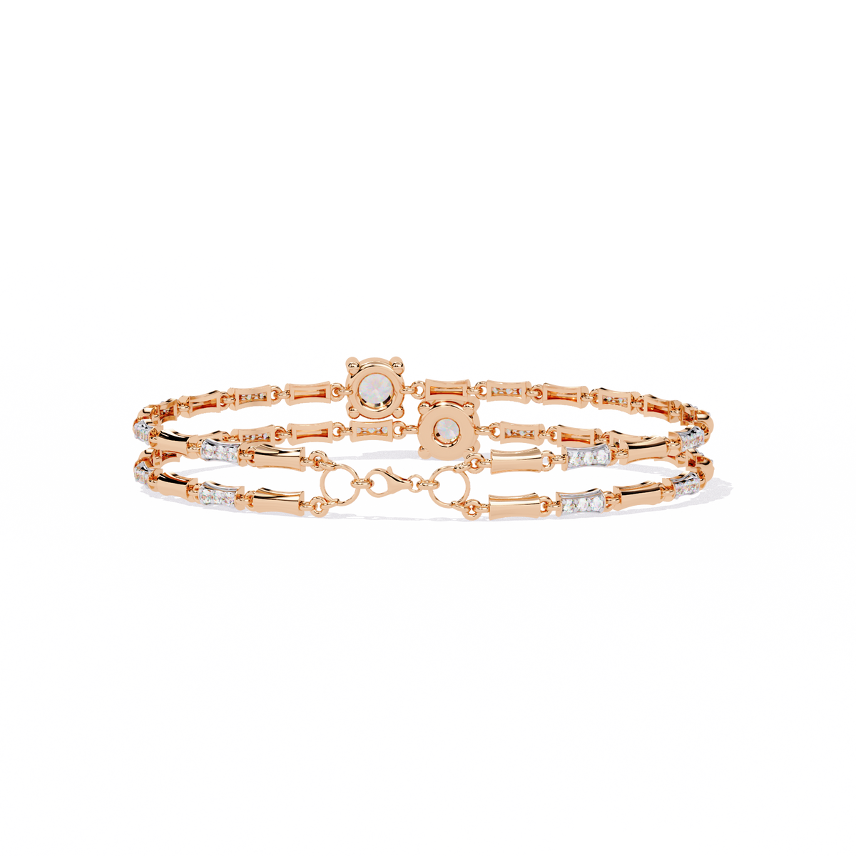 Reverra 14K Double Row Solitaire Diamond Bracelet, CTTW-2.21