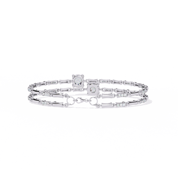 Reverra 14K Gold Round Lab Grown Diamond Double Row Solitaire Fashion Bracelet for Women, CTTW-2.21