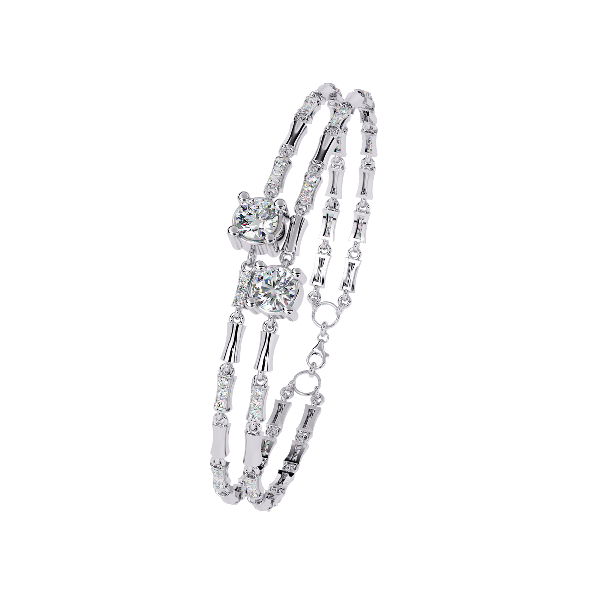 Reverra 14K Double Row Solitaire Diamond Bracelet, CTTW-2.21