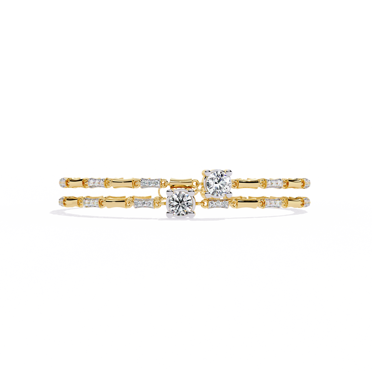 Reverra 14K Double Row Solitaire Diamond Bracelet, CTTW-2.21