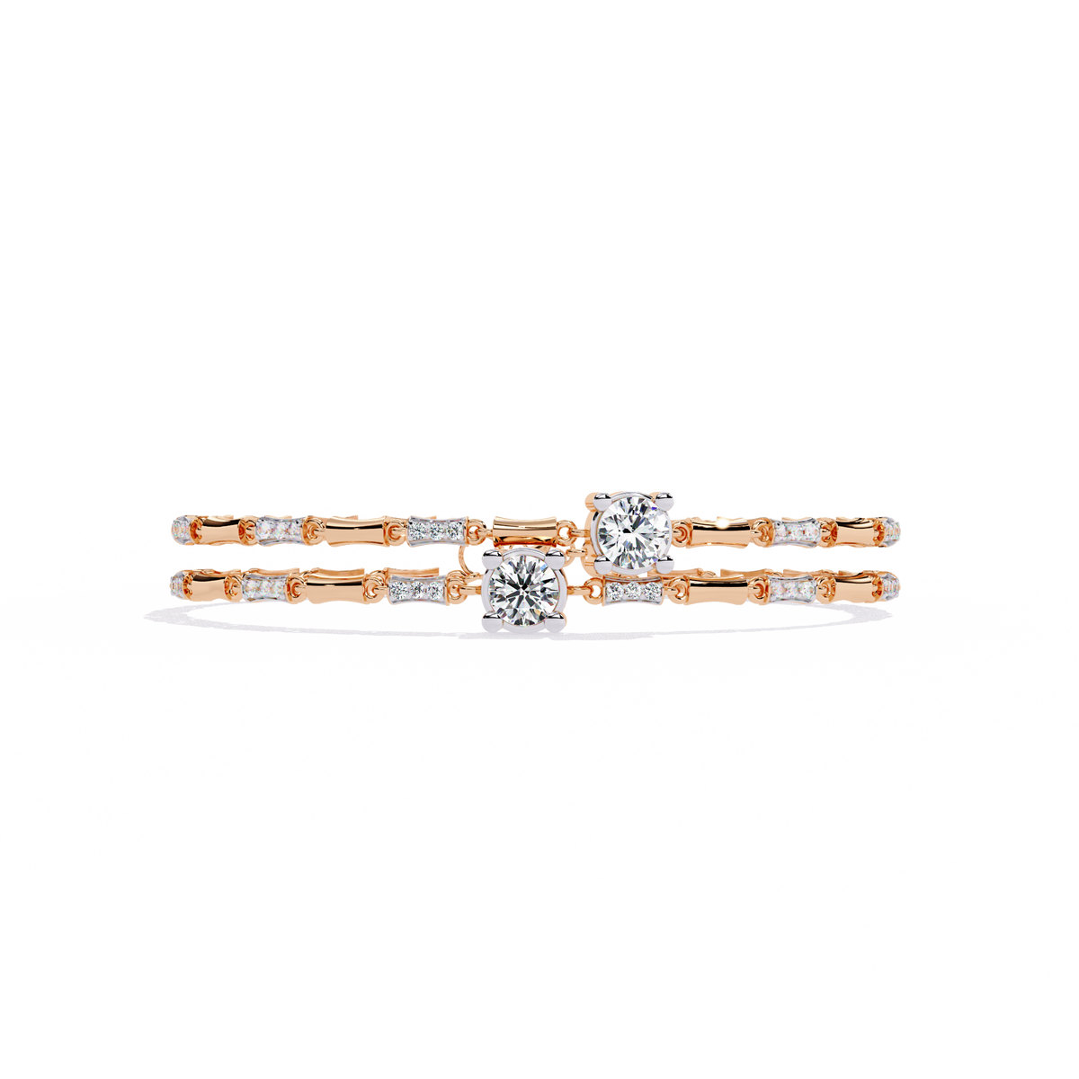 Reverra 14K Double Row Solitaire Diamond Bracelet, CTTW-2.21