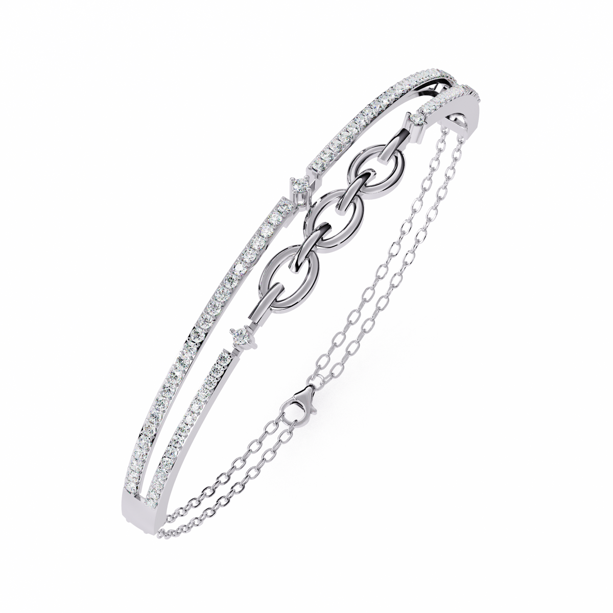 Reverra 14K Dual Bar Chain-Link Diamond Bracelet, CTTW-0.86