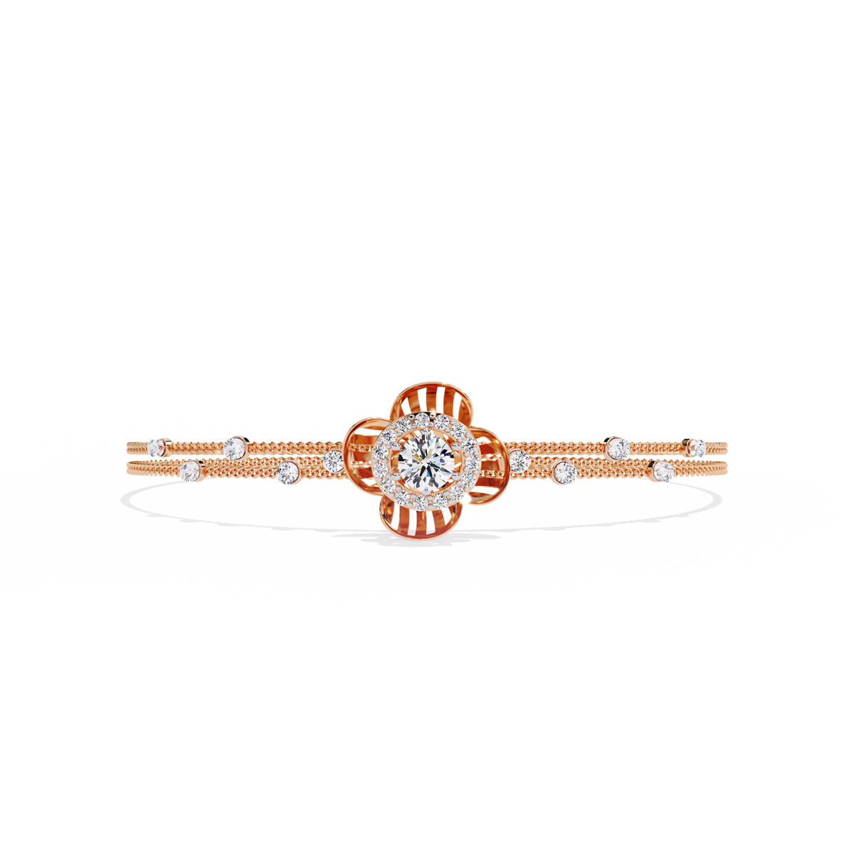 Reverra 14K Floral Diamond Bracelet, CTTW-0.95