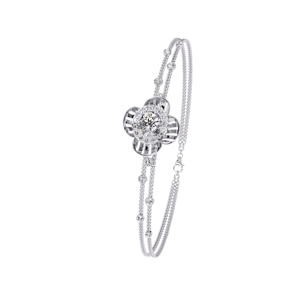 Reverra 14K Gold Round Lab Grown Diamond Floral Fashion Bracelet for Women, CTTW-0.95