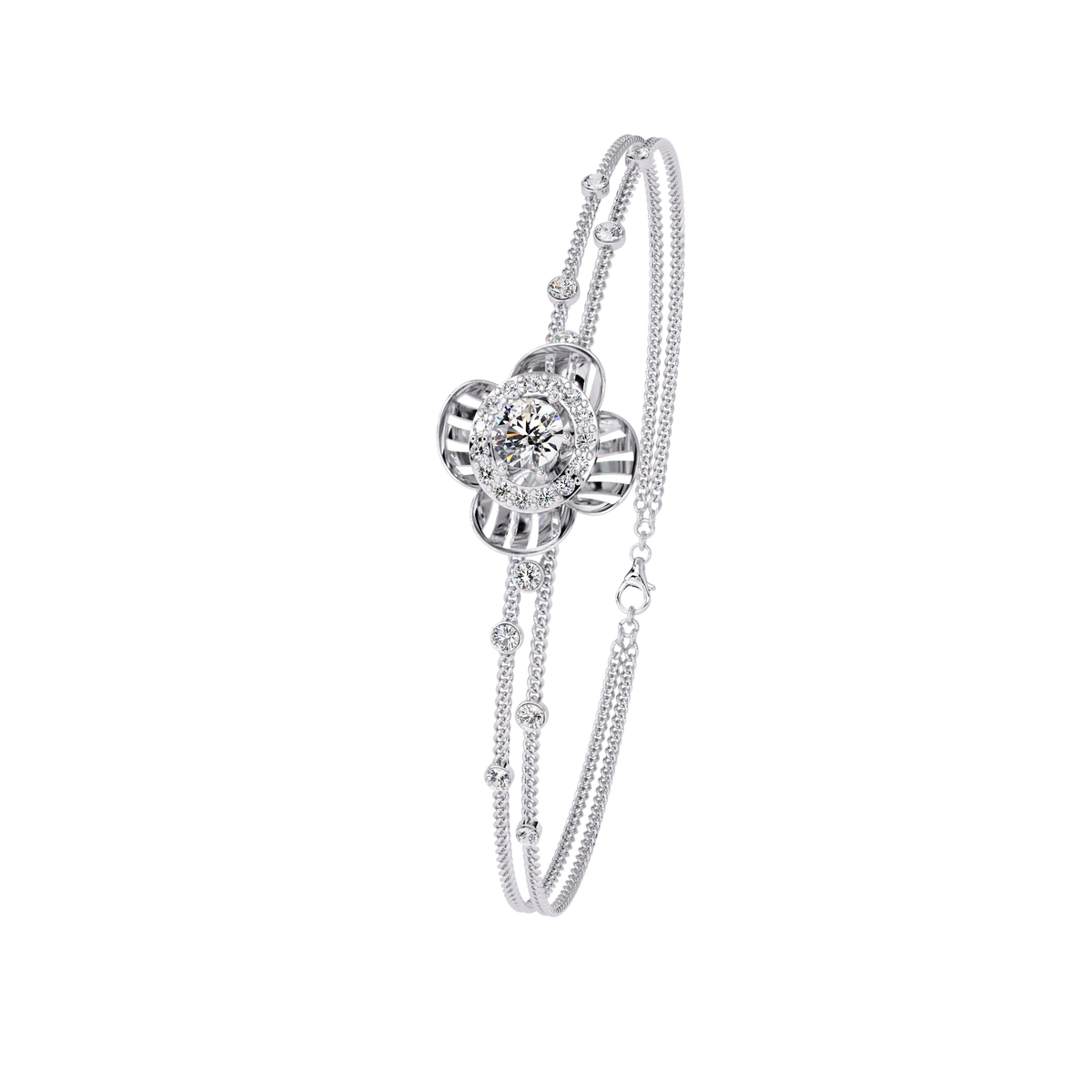 Reverra 14K Floral Diamond Bracelet, CTTW-0.95
