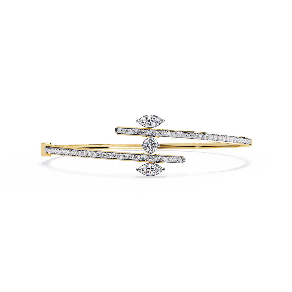 Reverra 14K Gold Marquise & Round Lab Grown Diamond Open Marquise Fashion Bracelet for Women, CTTW-1.56