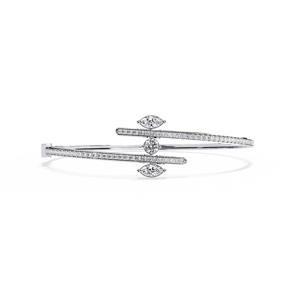 Reverra 14K Gold Marquise & Round Lab Grown Diamond Open Marquise Fashion Bracelet for Women, CTTW-1.56