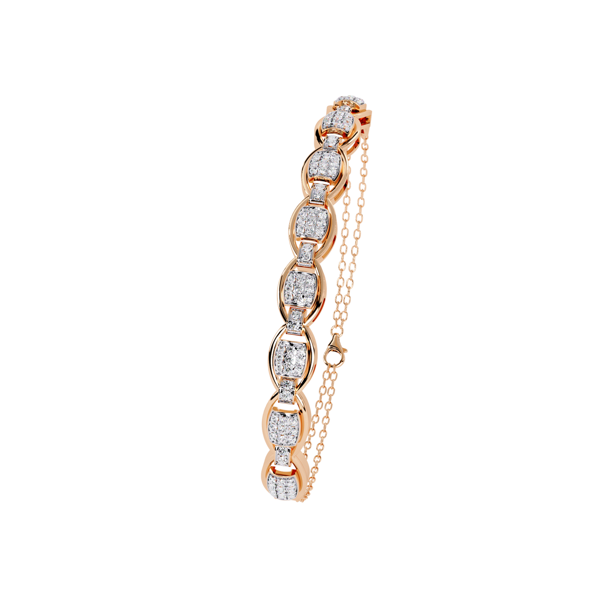 Reverra 14K Gold Round Lab Grown Diamond Geometric Fashion Bracelet for Women, CTTW-0.84