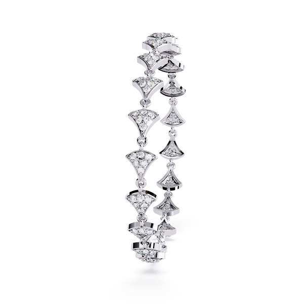 Reverra 14K Gold Round Lab Grown Diamond Fan Motif Fashion Bracelet for Women, CTTW-1.05