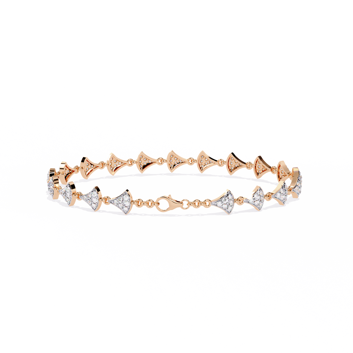 Reverra 14K Fan Motif Diamond Bracelet, CTTW-1.05