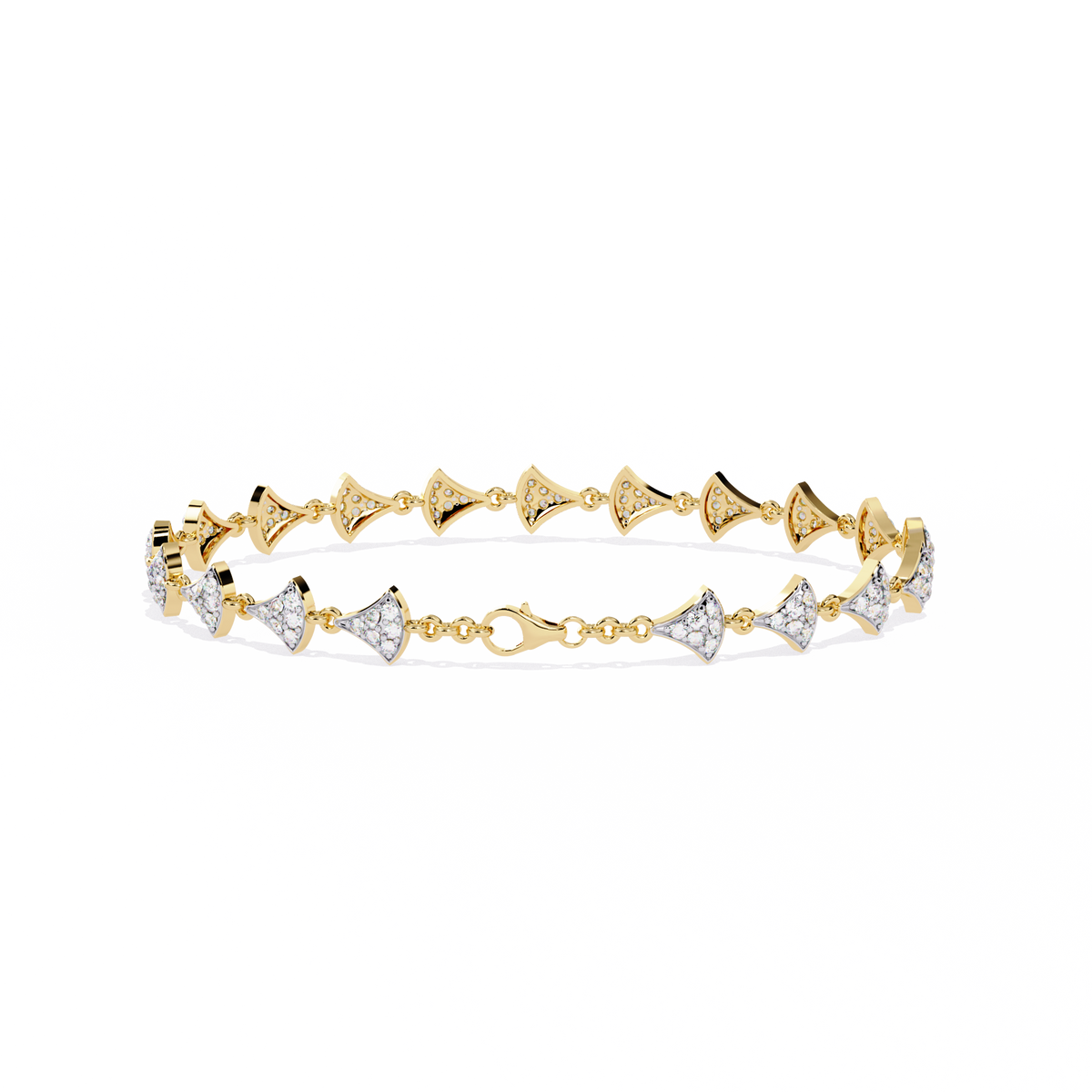 Reverra 14K Fan Motif Diamond Bracelet, CTTW-1.05