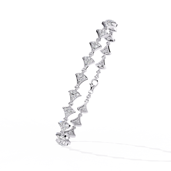 Reverra 14K Gold Round Lab Grown Diamond Fan Motif Fashion Bracelet for Women, CTTW-1.05