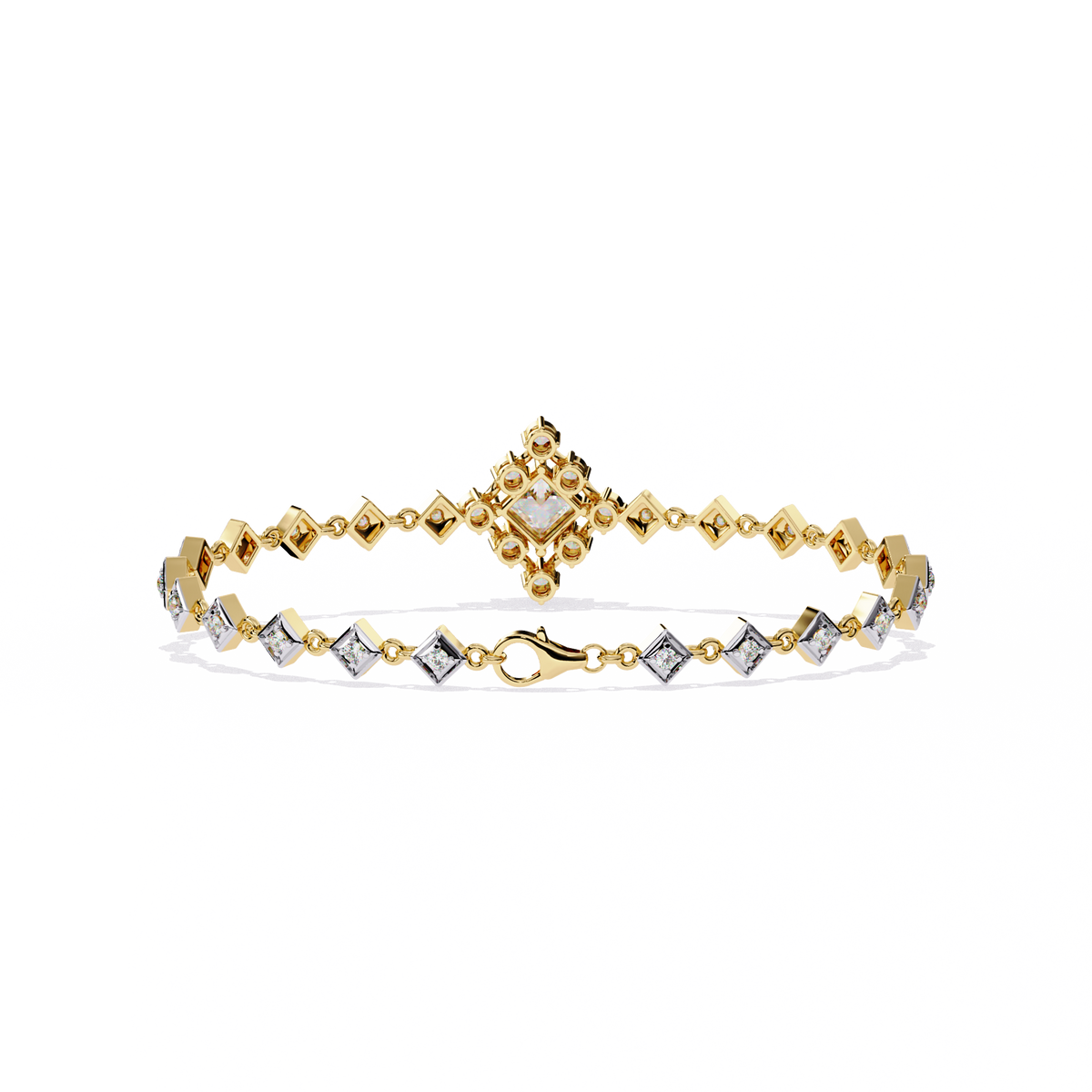 Reverra 14K Square Cluster Diamond Bracelet, CTTW-1.7
