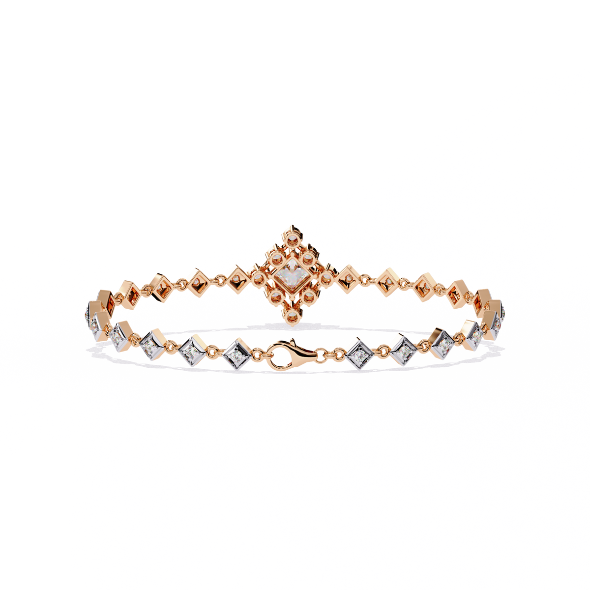 Reverra 14K Square Cluster Diamond Bracelet, CTTW-1.7