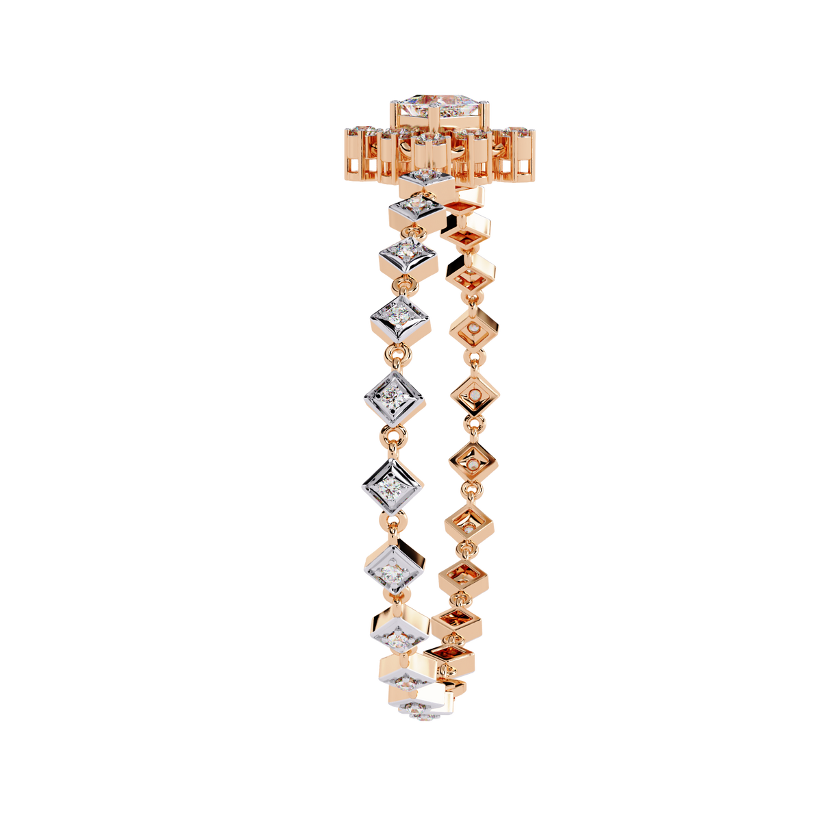 Reverra 14K Square Cluster Diamond Bracelet, CTTW-1.7