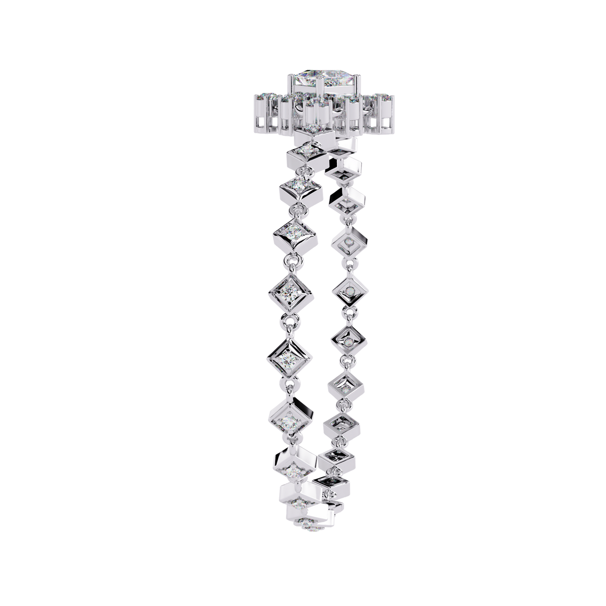 Reverra 14K Square Cluster Diamond Bracelet, CTTW-1.7