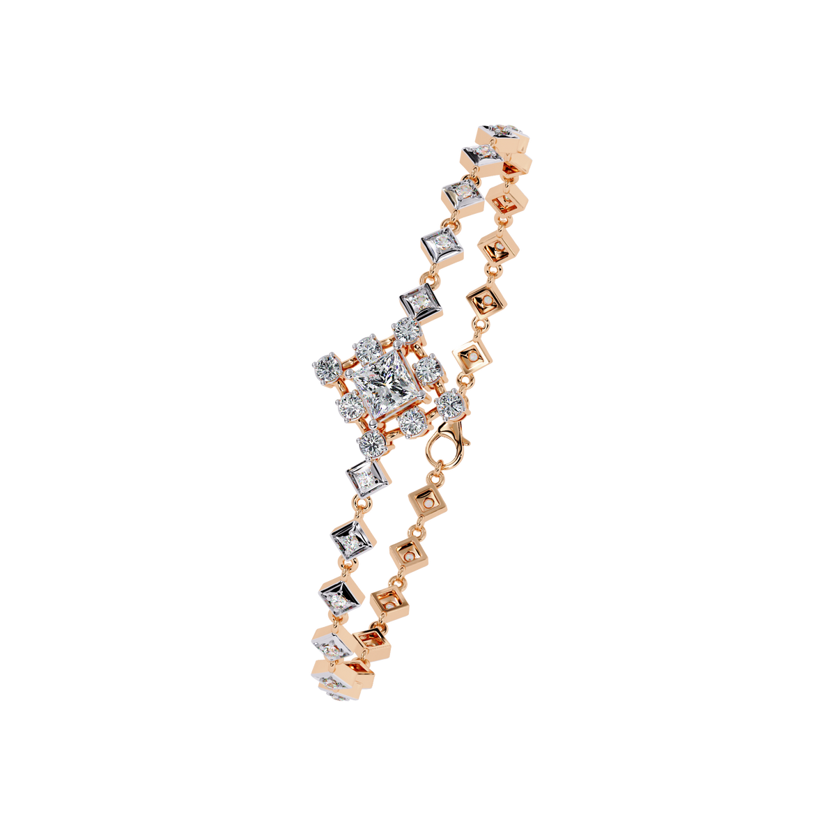 Reverra 14K Square Cluster Diamond Bracelet, CTTW-1.7