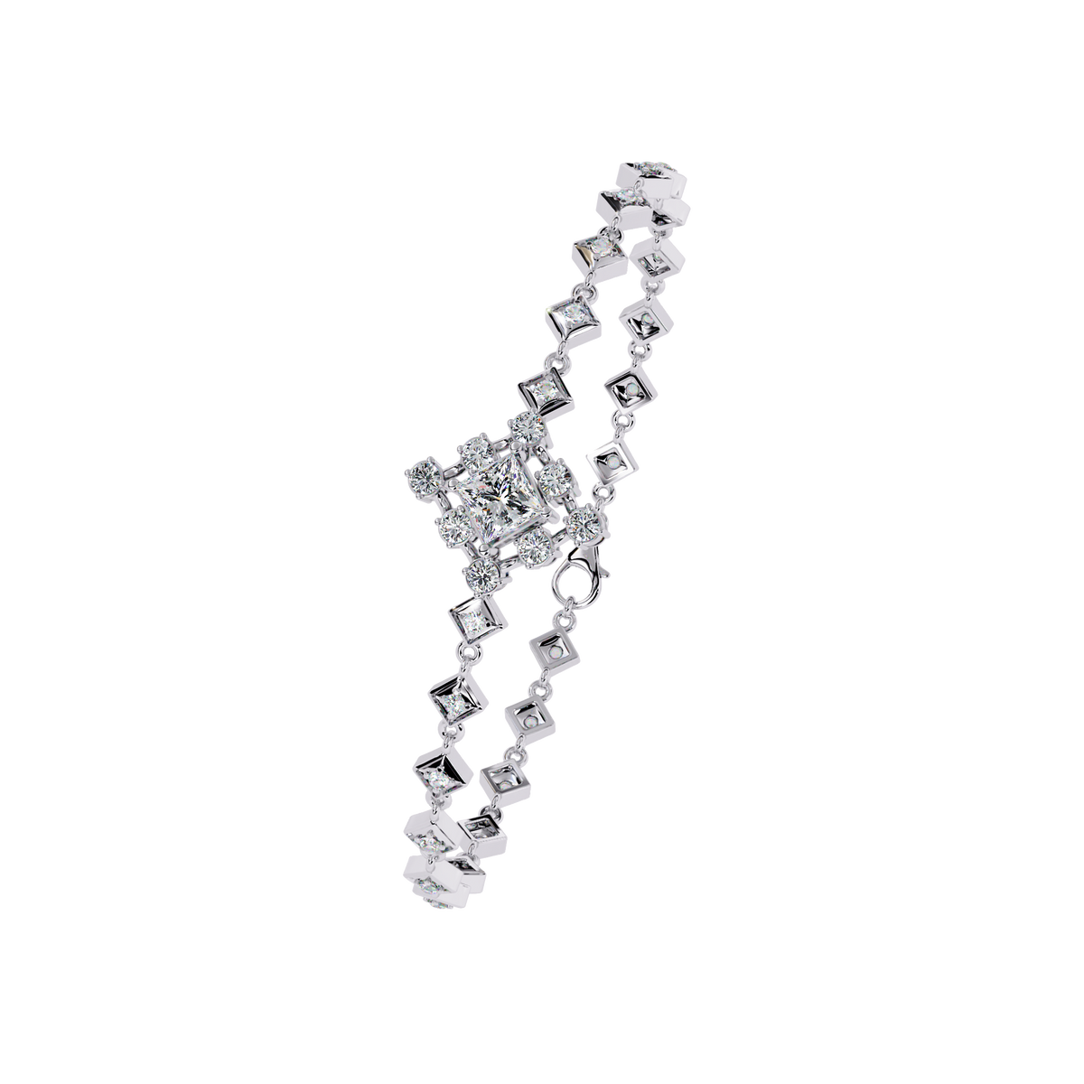 Reverra 14K Square Cluster Diamond Bracelet, CTTW-1.7