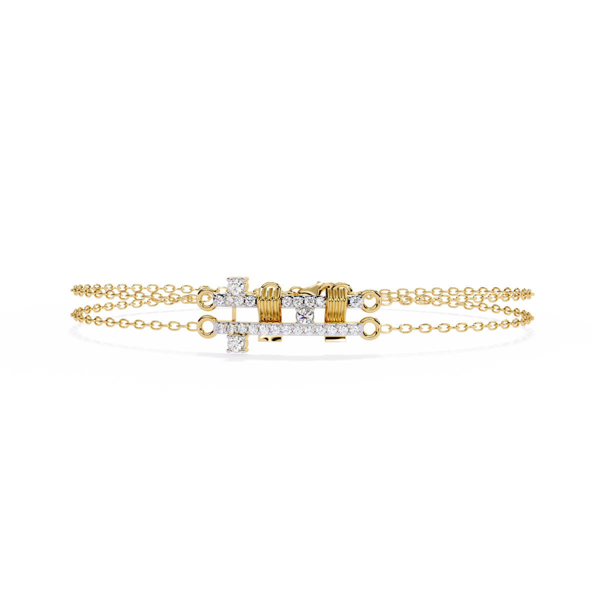 Reverra 14K Dual Chain Geometric Diamond Bracelet, CTTW-0.27