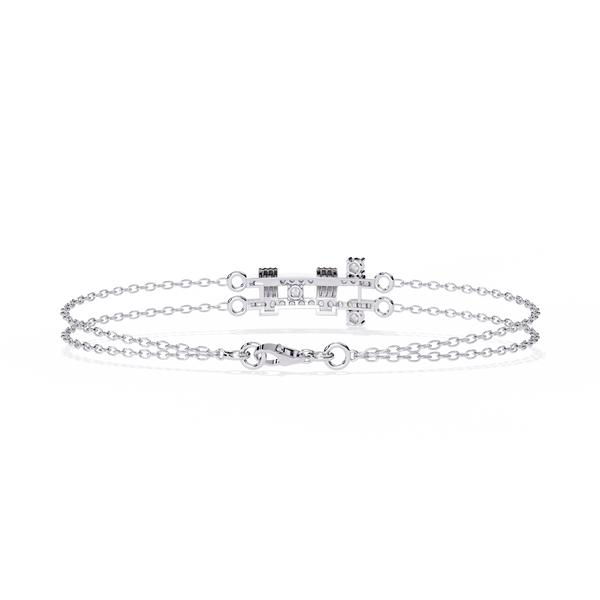 Reverra 14K Gold Round Lab Grown Diamond Dual Chain Geometric Fashion Bracelet for Women, CTTW-0.27