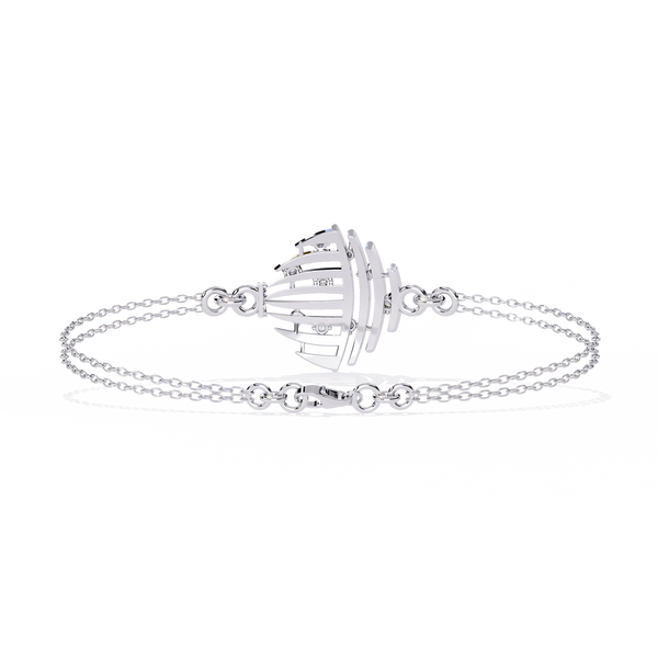 Reverra 14K Gold Round Lab Grown Diamond Abstract Dome Fashion Bracelet for Women, CTTW-0.13