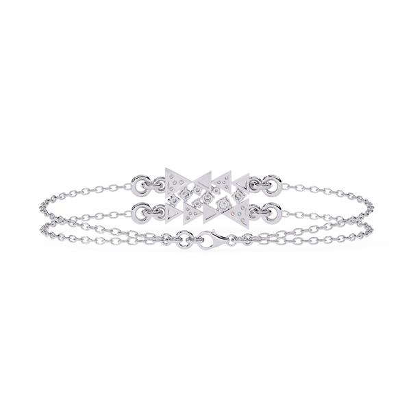 Reverra 14K Gold Round Lab Grown Diamond Geometric Triangle Fashion Bracelet for Women, CTTW-0.29