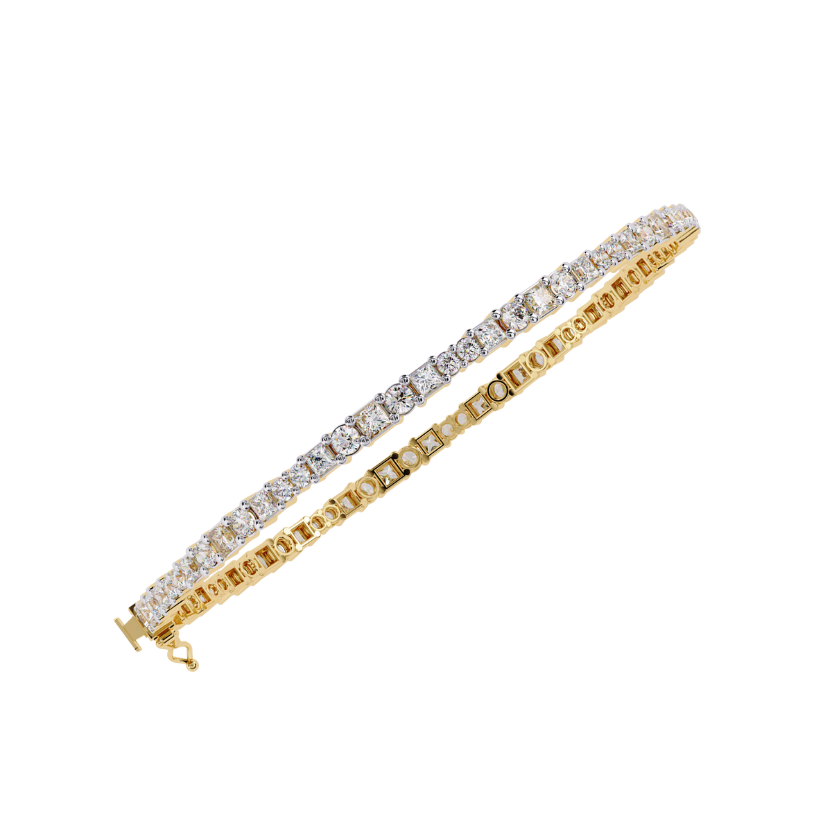 Reverra 14K Gold Princess Lab Grown Diamond Classic Tennis Bracelet for Women, CTTW-2.05