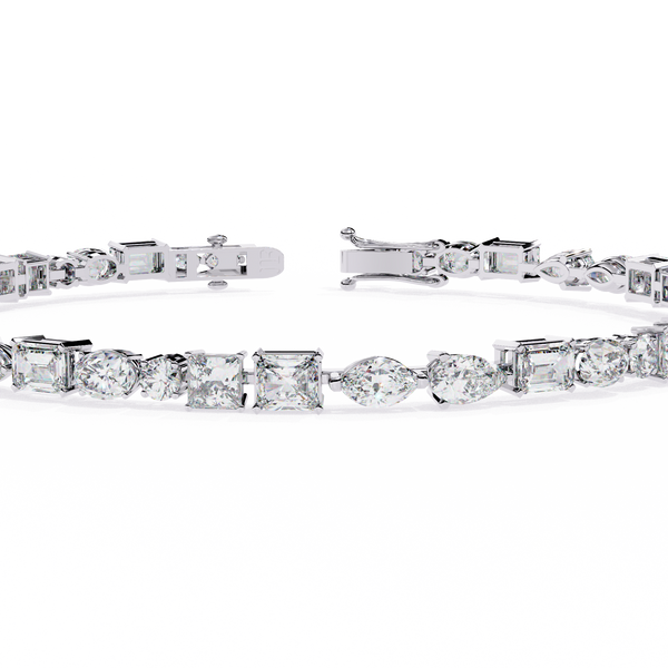 Reverra 14K Gold Irregular Round Lab Grown Diamond Tennis Bracelet for Women, CTTW-5.74
