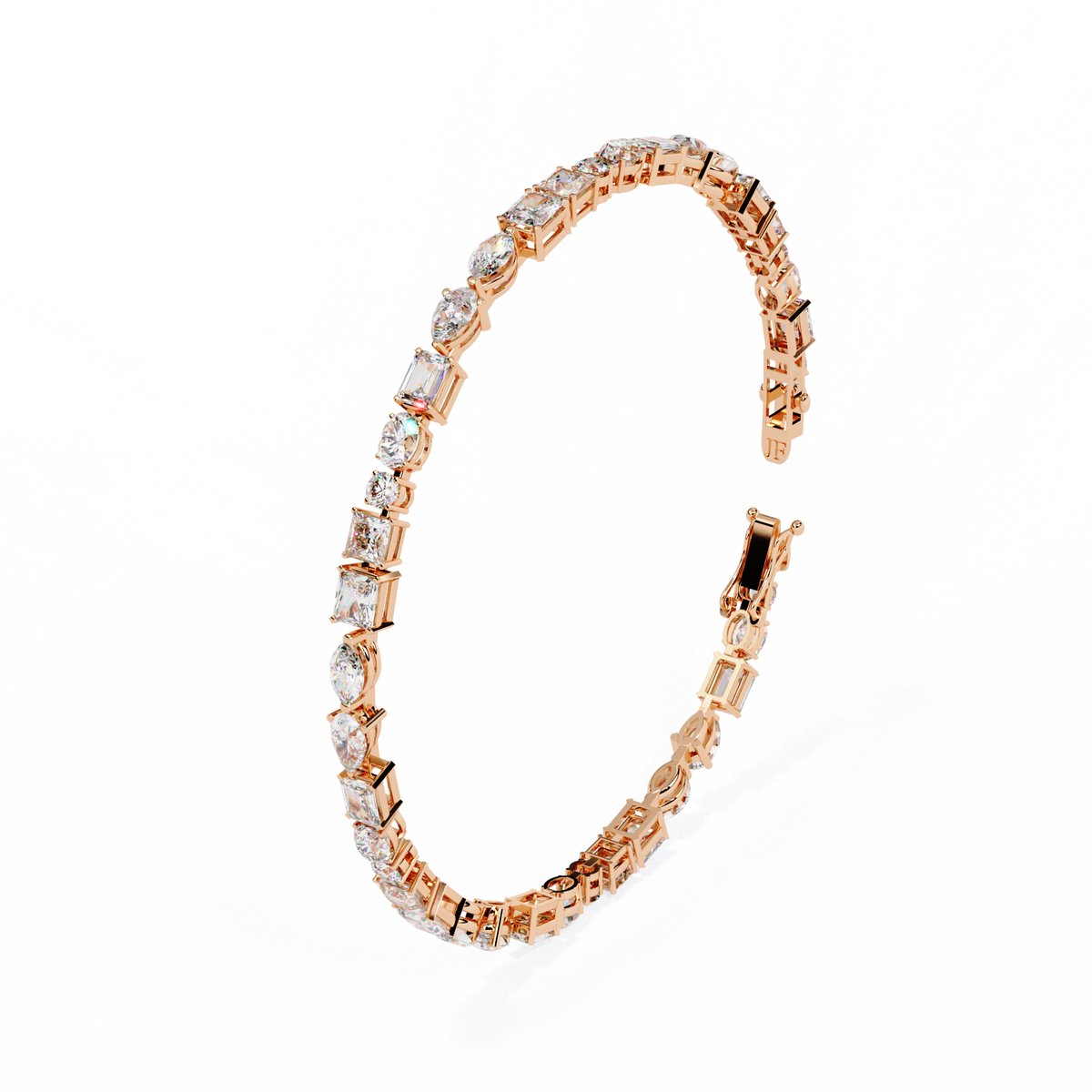 Reverra 14K Gold Irregular Round Lab Grown Diamond Tennis Bracelet for Women, CTTW-5.74