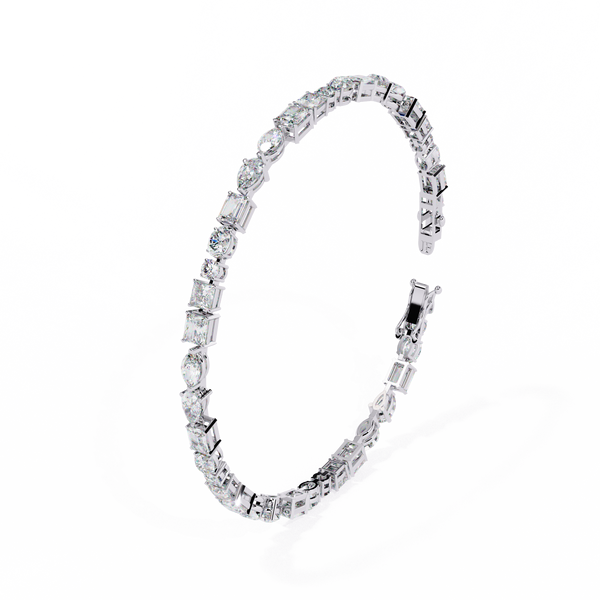 Reverra 14K Gold Irregular Round Lab Grown Diamond Tennis Bracelet for Women, CTTW-5.74