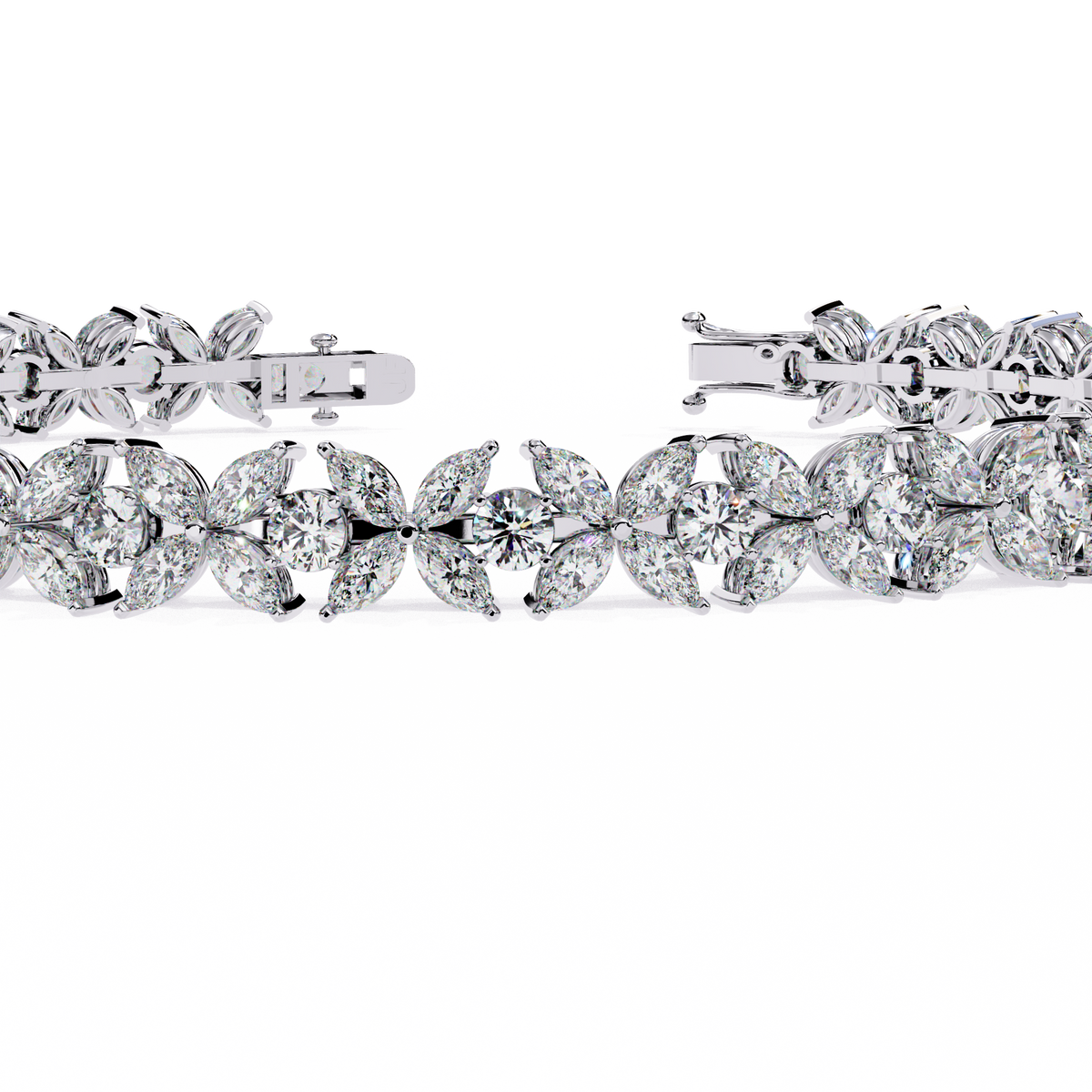 Reverra 14K Marquise Cluster Diamond Tennis Bracelet, CTTW-6.25