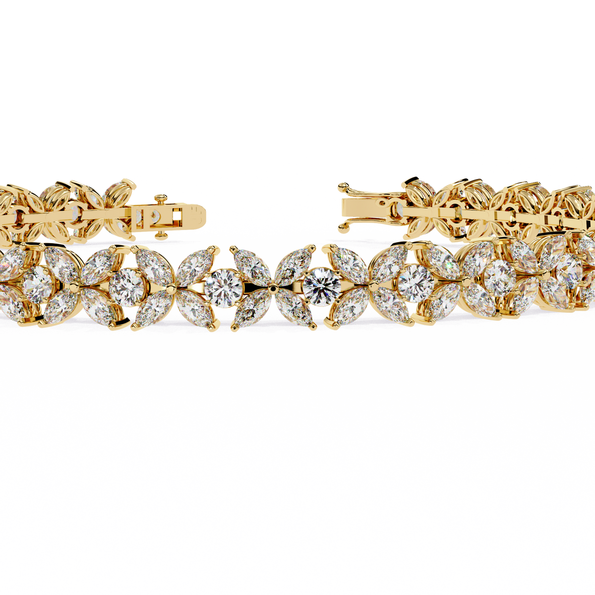 Reverra 14K Marquise Cluster Diamond Tennis Bracelet, CTTW-6.25