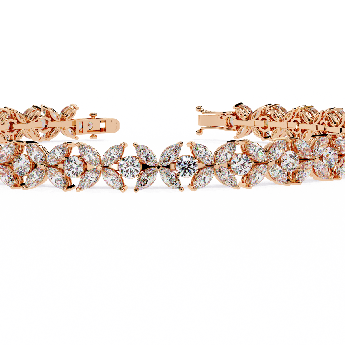 Reverra 14K Marquise Cluster Diamond Tennis Bracelet, CTTW-6.25