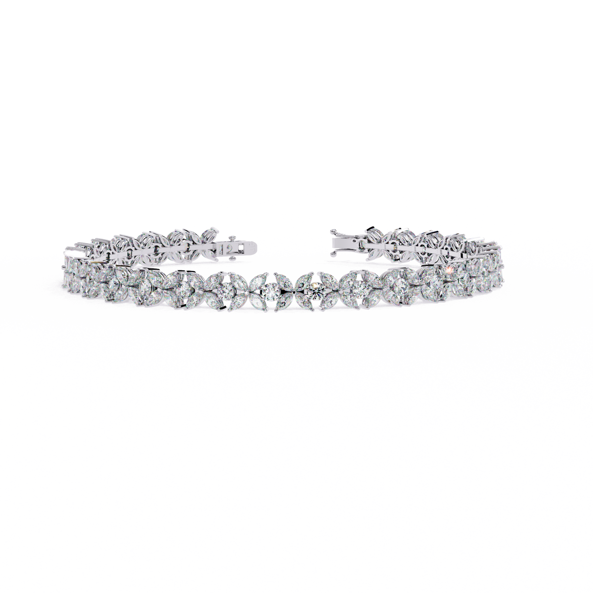 Reverra 14K Marquise Cluster Diamond Tennis Bracelet, CTTW-6.25