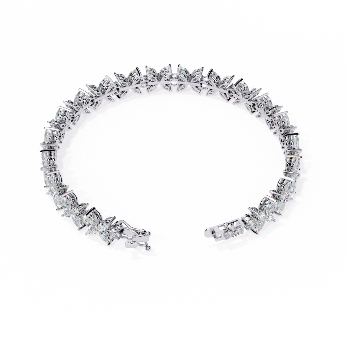 Reverra 14K Marquise Cluster Diamond Tennis Bracelet, CTTW-6.25