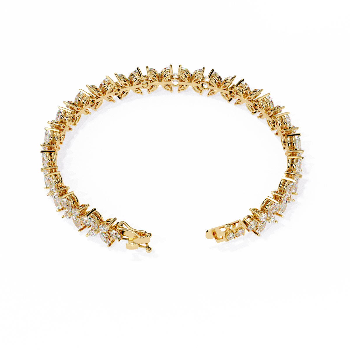 Reverra 14K Marquise Cluster Diamond Tennis Bracelet, CTTW-6.25