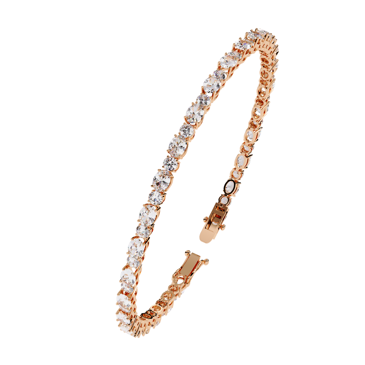 Reverra 14K Gold Oval & Round Lab Grown Diamond Tennis Bracelet for Women, CTTW-4.64