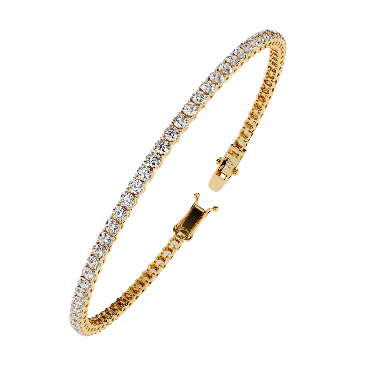 Reverra 14K Gold Classic Round Lab Grown Diamond Tennis Bracelet for Women, CTTW-3.89