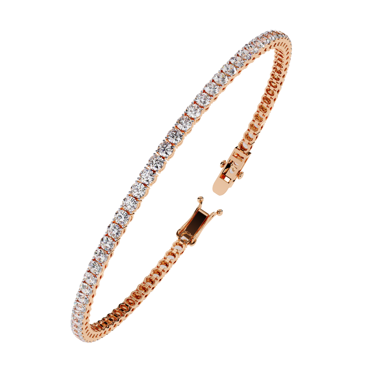 Reverra 14K Gold Classic Round Lab Grown Diamond Tennis Bracelet for Women, CTTW-3.89