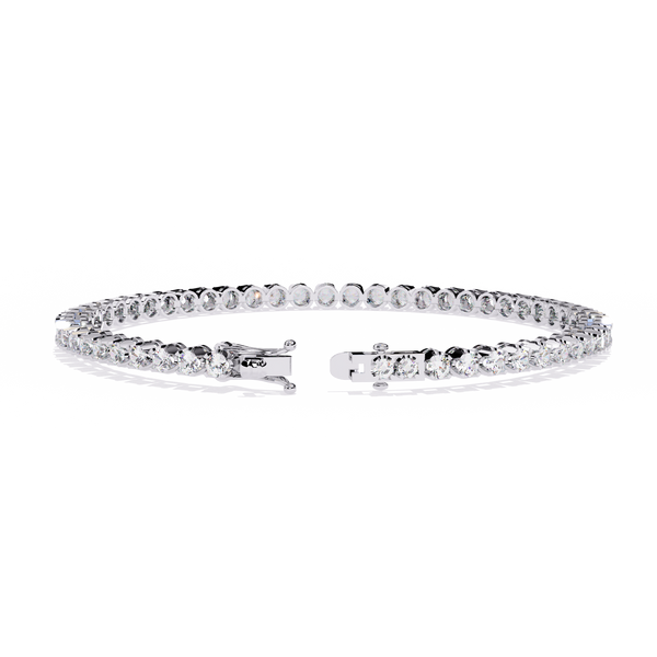 Reverra 14K Gold Round Lab Grown Diamond Bezel Set Tennis Bracelet for Women, CTTW-2.62