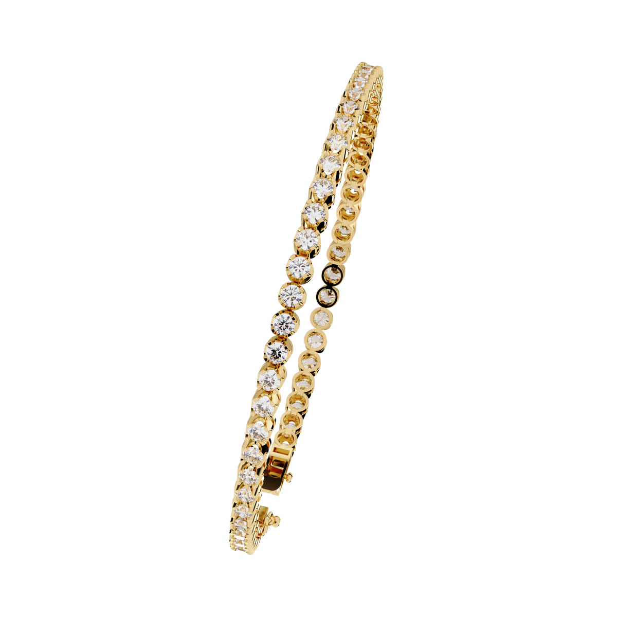 Reverra 14K Gold Round Lab Grown Diamond Bezel Set Tennis Bracelet for Women, CTTW-2.62