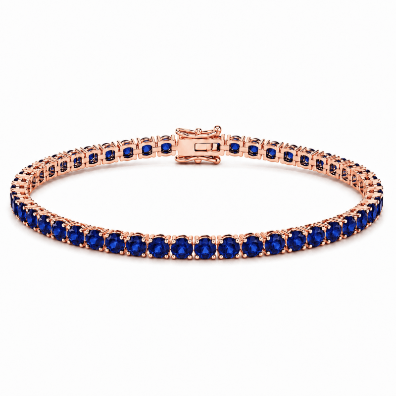 Reverra 14K Gold Round Gemstone Fancy Tennis Bracelet For Women CTTW-6 - Reverra Jewels Inc.