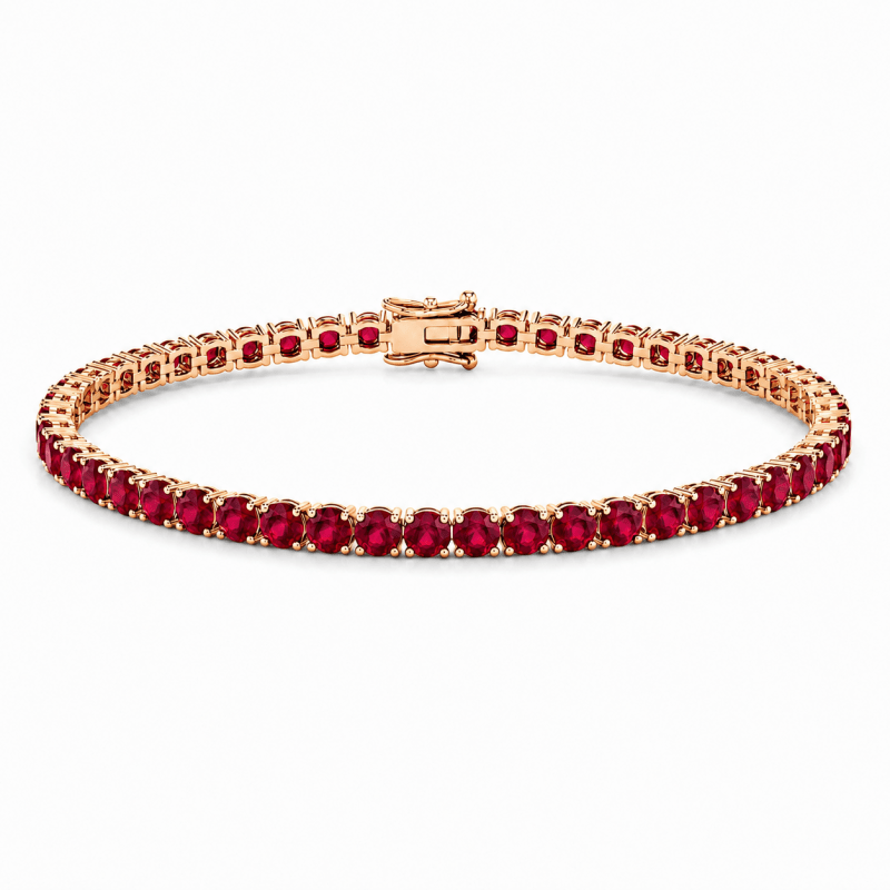 Reverra 14K Gold Round Gemstone Fancy Tennis Bracelet For Women CTTW-6 - Reverra Jewels Inc.