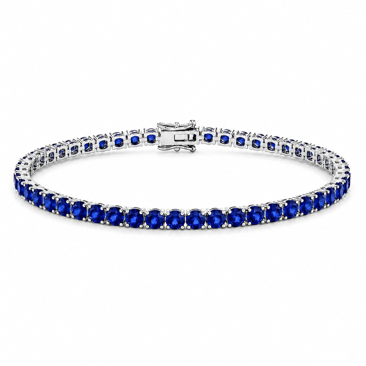Reverra 14K Gold Round Gemstone Fancy Tennis Bracelet For Women CTTW-6
