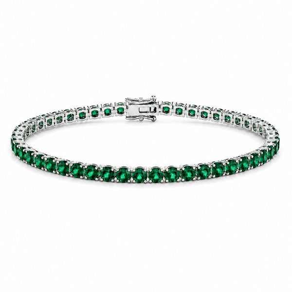 Reverra 14K Gold Round Gemstone Fancy Tennis Bracelet For Women CTTW-6