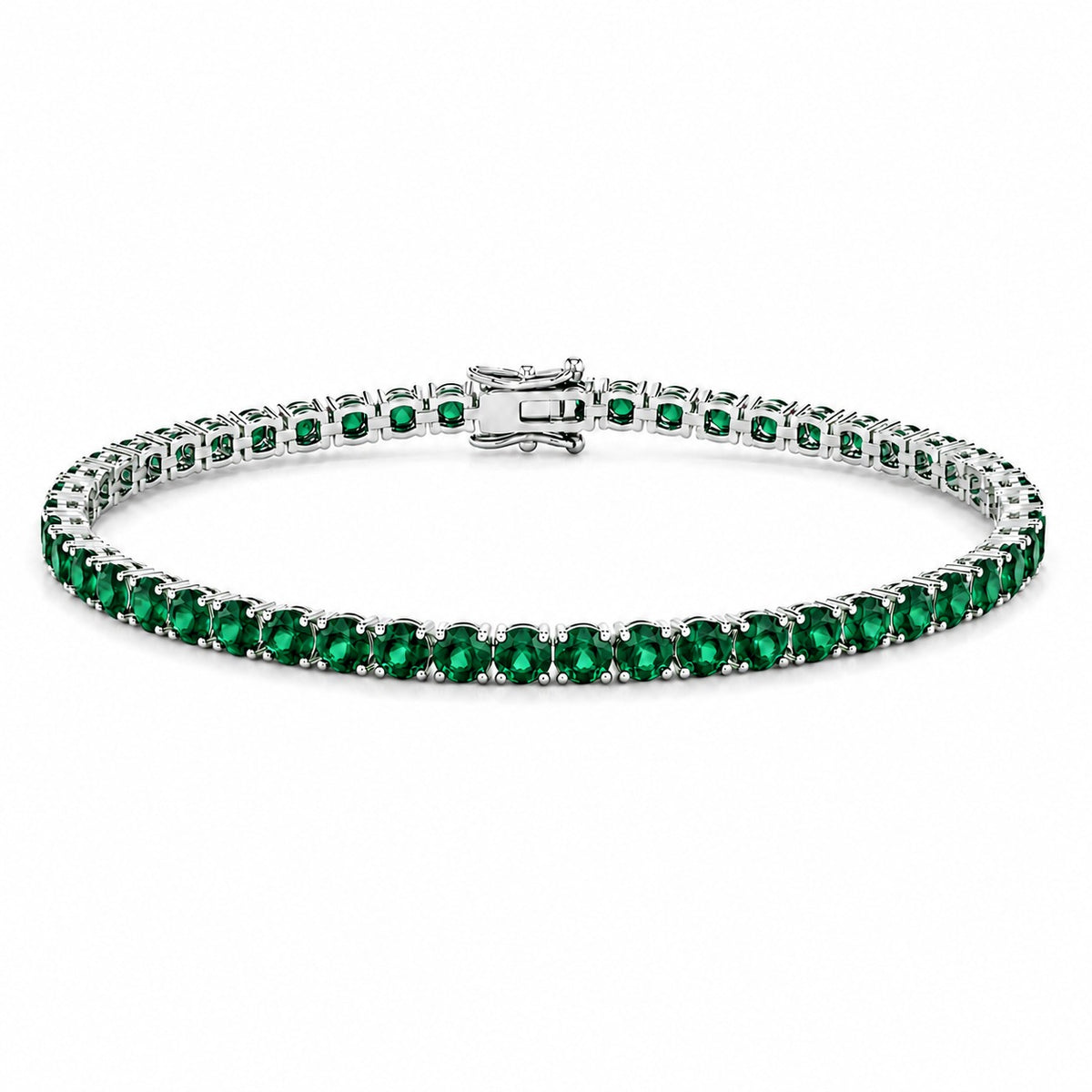 Reverra 14K Gold Round Gemstone Fancy Tennis Bracelet For Women CTTW-6
