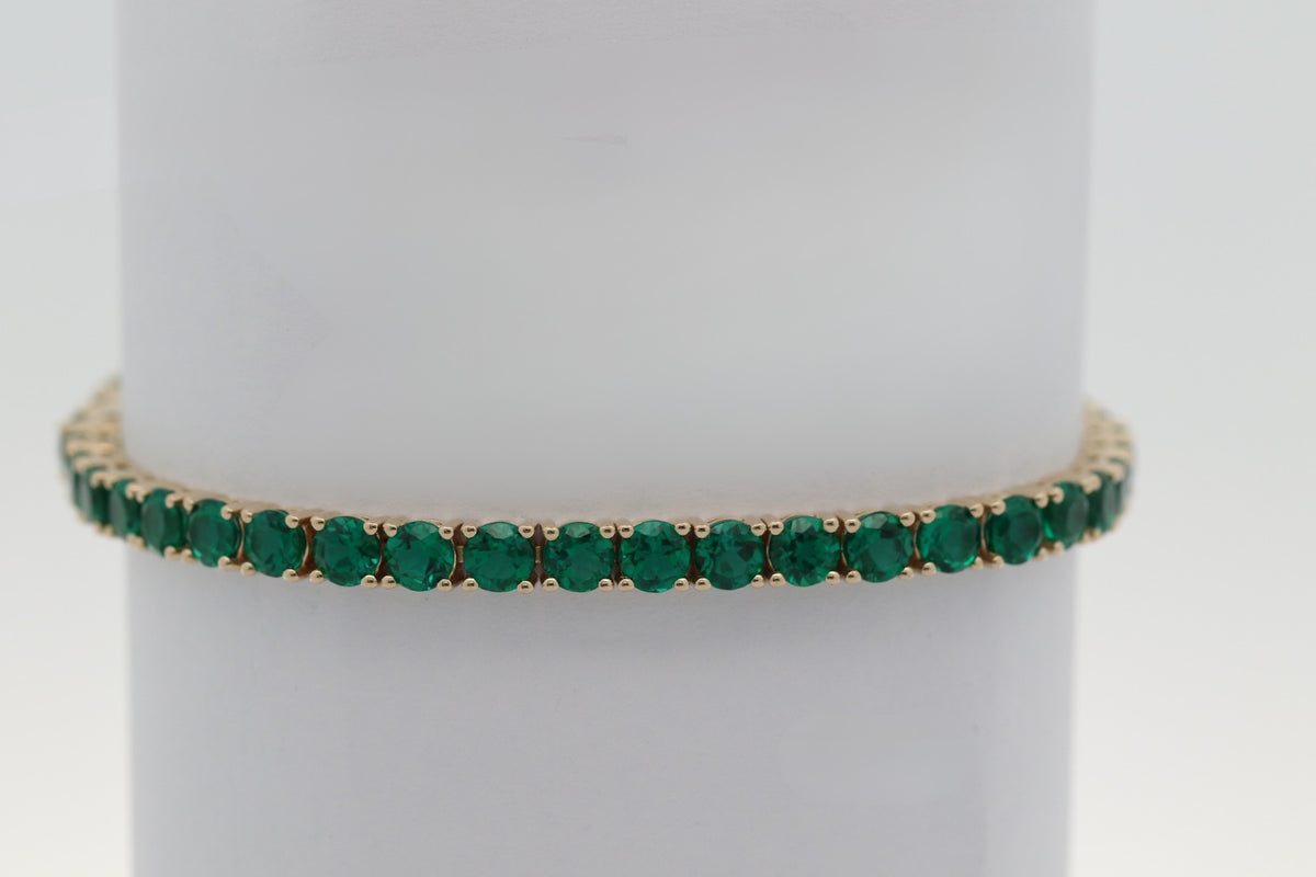 Reverra 14K Gold Round Gemstone Fancy Tennis Bracelet For Women CTTW-6